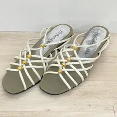 イヴサンローラン/YSL サンダル レディース 35 1/2 (22.5cm相当) ホワイト/グレー ゴールド金具 リーガル製[OI03499]のサムネイル