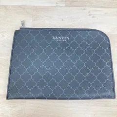 美品 LANVIN PARFUMS ランバン クラッチバッグ/セカンドバッグ/ポーチ 総柄 グレー/ブラック系 L字ファスナー[OA04613]のサムネイル