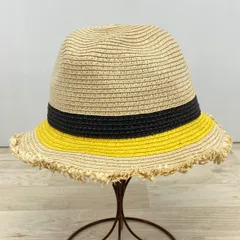 美品 ZARA accessories ザラ 麦わら帽子/ストローハット レディース ベージュ イエロー ブラック 配色 フリンジ[ON00341]のサムネイル
