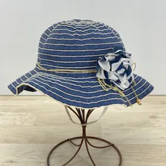 美品 any FAM エニィファム 帽子 ハット 54cm ブルー ボーダー コサージュ付 154-5. CHT. Z3.[ON00352]のサムネイル