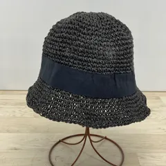 美品 GU ジーユー 麦わら帽子/ハット ブラック 黒 リボン 261-268849(62-01) 指定外繊維 レディース[ON00356]のサムネイル