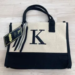 mudpie/マッドパイ イニシャルキャンバストートバッグ K アイボリー/ブラック リボン付き ハンドバッグ[OL00134]のサムネイル