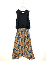 美品 simplicite シンプリシテェ 18-040-700-7747-3-0 定価5800円+税 マルチ柄スタイリング ワンピース 黒 ■◆レディース