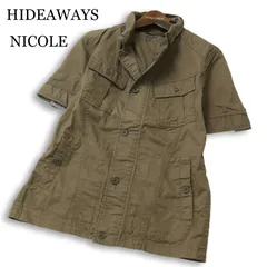 HIDEAWAYS NICOLE ハイダウェイ ニコル 春夏 襟ワイヤー★ 半袖 スタンドカラー ミリタリー シャツ ジャケット Sz.46 メンズのサムネイル
