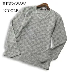 HIDEAWAYS NICOLE ハイダウェイ ニコル 通年★ 長袖 Vネック リンクス チェック ロンTシャツ カットソー Sz.46 メンズのサムネイル