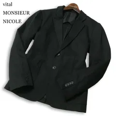 【美品】vital MONSIEUR NICOLE ムッシュ ニコル 通年★ 背抜き スリム テーラード ジャケット Sz.44 メンズ 黒のサムネイル