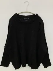 ZARA ザラ ニット/セーター M ブラック ウール・ニット ニット 無地 ミドル丈 長袖 クルーネック(丸首) レディース