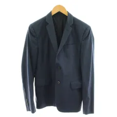 プラダ PRADA テーラードジャケット シングル ウール シルク混 絹 46R 紺 ネイビー /AN58のサムネイル