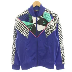 プーマ PUMA クラッシュトラックジャケット ブルゾン パッチワークデザイン 総柄 M 紫 パープル 青 ブルー /HN45のサムネイル