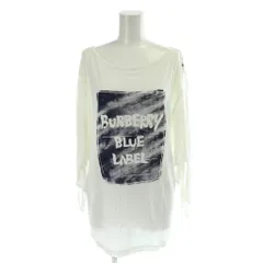 バーバリーブルーレーベル BURBERRY BLUE LABEL カットソー 38 白 ホワイト ロゴプリント ボートネック 長袖 E1P65-106-02 /AP28