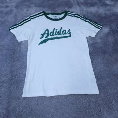 希少 80s アディダス リンガーT トレフォイルロゴ 白×緑 L VANCO