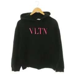 ヴァレンティノ ヴァレンチノ  VALENTINO ロゴ プルオーバーパーカー スウェット S 黒 ブラック ネオンピンク /CX ■OSのサムネイル