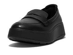 フィットフロップ レディース シューズ スリッポン・ローファー レザー FitFlop FMode Leather Flatform Penny Loafers All Black ブラックのサムネイル