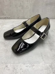 DearMyLoveRose ディアマイラブローズ ストラップビジューバックル スクエアトゥ ミドルヒールエナメル パンプス 太ヒール size24.0cm/黒 ■◆ レディースのサムネイル