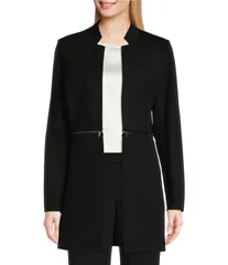 カルバンクライン レディース アウター コート ジャケット Calvin Klein Long Sleeve Open Front Trench Jacket Black ブラックのサムネイル