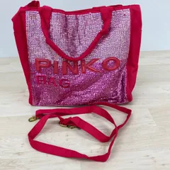 美品 PINKO BAG/ピンコ 2way トートバッグ/ショルダーバッグ スパンコール ロゴ ピンク レディース[ON00016]のサムネイル