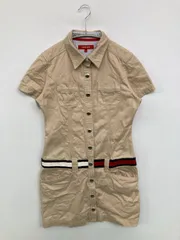 tommy girl トミーガール シャツワンピース M ベージュ コットン 無地 刺繍 半袖 ショート・ミニ丈 レディースのサムネイル
