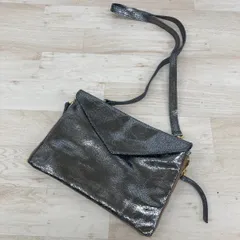 美品 POPCORN MILANO 本革 ショルダーバッグ メタリックブラック/シルバー/ゴールド イタリア製 レザー レディース[OX03024]のサムネイル