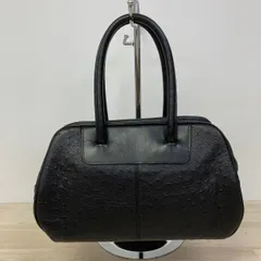 美品 HANAE MORI/ハナエモリ オーストリッチ調  ハンドバッグ ブラック/黒 レディース 手提げ 鞄[OR02686]のサムネイル