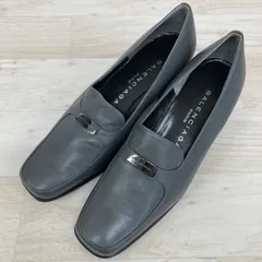 美品 バレンシアガ/BALENCIAGA パンプス グレー 34 1/2 (21.5cm相当) 天然皮革 レザー スクエアトゥ ロゴプレート レディース[OX03031]のサムネイル