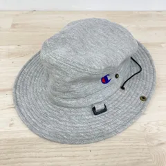 美品 Champion/チャンピオン アドベンチャーハット/サファリハット グレー スウェット地 ロゴ刺繍 あご紐付き[OQ03395]のサムネイル