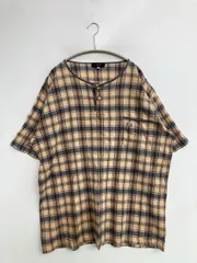 DAKS ダックス Tシャツ/カットソー LL ベージュ チェック柄 ワンポイント ブランドロゴ ミドル丈 半袖 ヘンリーネック メンズのサムネイル