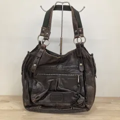 FOSSIL/フォッシル ショルダーバッグ/ハンドバッグ ダークブラウン レザー ロゴプレート 外ポケット付 レディース[OK03910]のサムネイル