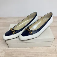 クレージュ/courreges パンプス サイズ6 1/2(23.5cm相当) ブルー×ホワイト 金具付 レディース 靴 箱付[OC03005]のサムネイル