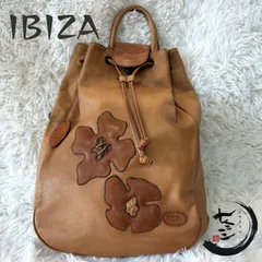 【本革】  イビザ ２WAY リュック お花モチーフ レザー IBIZA  AOYAMA 巾着式 アップリケのサムネイル