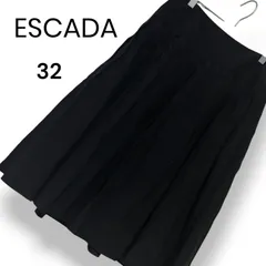 ESCADA エスカーダ ボトムス スカート フレアスカート タック プリーツ ひざ丈 ミモレ丈 シルク混 上品 高級感 エレガント 洗練 スマート きれいめ モード フォーマル 黒 ブラック 無地 普段着 着回し レディース S【32】ST001のサムネイル