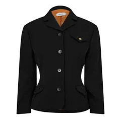 ヴェルサーチ レディース アウター ジャケット・ブルゾン ウール Versace Wool Jacket Ld62 Black ブラックのサムネイル