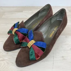 美品 BALLY SUISSE/バリー パンプス 4 E(21.5cm相当) スエード ブラウン マルチカラーリボン 7316431 03 レディース 靴[OF03064]のサムネイル