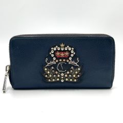 極希少　美品　D&G クリスタル　スタッズ　シボ革　ラウンドファスナー 極希少 美品 D&G クリスタル スタッズ シボ革 ラウンドファスナー