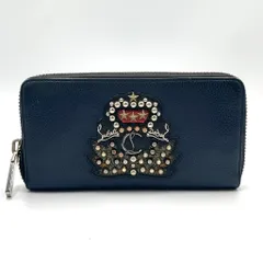 【新着】Christian Louboutin パネトーネスパイク レザー、メタル ゴールド、ブラック 長財布 シルバーのサムネイル
