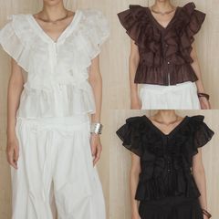 新品 2WAY バテンレース ブラウス 白 茶 黒 カットワーク | Mercari
