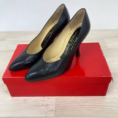Charles Jourdan pumps, black, size 6B (equivalent to 23cm), 79918, genuine leather, heeled shoes, made in France [OF02072]