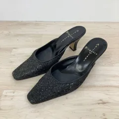 Akira Osaki Elegance ミュール パンプス 22.5cm ブラック グリッター ラメ ヒール レディース 日本製[OF02455]のサムネイル