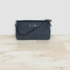 美品 4 ℃ ヨンドシー ハンドバッグ グレー ピンストライプ柄 ミニバッグ/ポーチ 裏地レッド レディース[OA02953]のサムネイル