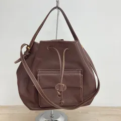 renoma PARIS レノマ 巾着型 ショルダーバッグ ブラウン/茶色 フロントポケット付 肩掛け 斜め掛け 鞄[OF02306]のサムネイル