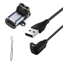 【数量限定】1m L字型 ガーミン用充電ケーブル と USB Type-C 変換アダプタセット.for Garmin 充電器Fenix 8 7 7S 7X 6 6S 6X 5 5S 5X PlusVenu/Venu sq/Venu2 PlusVivoactivのサムネイル