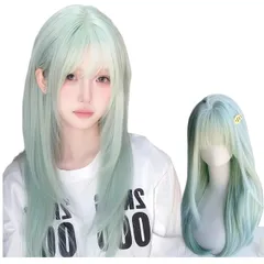 大特価　ミントグリーン ミディアム セミロング レディース wig ストレート カツラ 女装 フルウイッグ 髪 小顔 ウィッグ 可愛い 自然 耐熱 ネット付き チョコブラウンのサムネイル