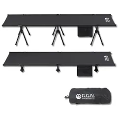 特価　ブラック GN02CM018 高さ調整可 収納ポケット付 190x65x38/18cm 2WAYコット ジージーエヌ(G.G.N.)のサムネイル
