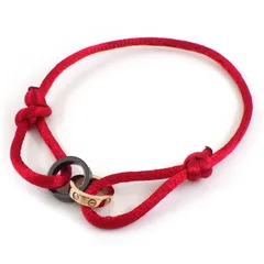 カルティエ Cartier ブレスレット ベビーラブブレス 4ポイント ダイヤモンド ブラック セラミック レッド コットンコード K18PG 【中古】のサムネイル