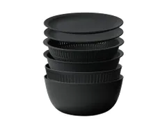 在庫処分　電子レンジ対応 Colander&Bowl ボウル 米とぎにも使える ザルとボール ざる ブラック 6点セット (like-it) 日本製 水切り ライクイット 湯切り可能 耐熱ボウルのサムネイル