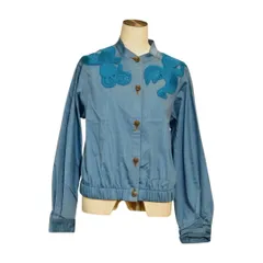 ヴィヴィアンタム VIVIENNE TAM シャツジャケット ブラウス ドラゴン釦 38サイズ ブルー レディース F-L8416のサムネイル