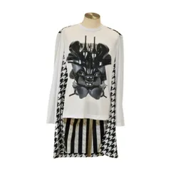 コムデギャルソン COMME des GARCONS HOMME PLUS カットソーチュニック Willie Cole 千鳥柄 Mサイズ 白×黒 AD2021 メンズ F-L8437のサムネイル