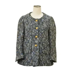 ドゥーズィエムクラス Deuxieme Classe ノーカラージャケット ツイード 金釦 36サイズ ブラック×マルチカラー レディース F-L8487のサムネイル