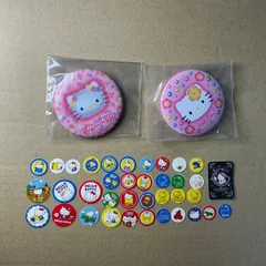Y0187 キティ シール　ハッピーくじ F賞 缶バッジセット　カオハナ ローズ