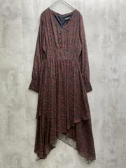 ENVYM アンビー 1192-050041 花柄 イレギュラーヘムワンピ アシメ sizeF/えんじｘ深緑 ◇■レディースのサムネイル