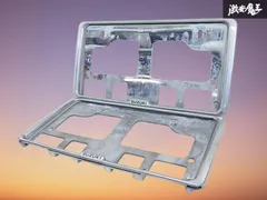 ★割れ無し！★ SUZUKI スズキ 純正 汎用 ナンバーフレーム ナンバープレート メッキ 2枚 穴間：約21cm 縦：約17cm 横：約34cm 即納 棚のサムネイル